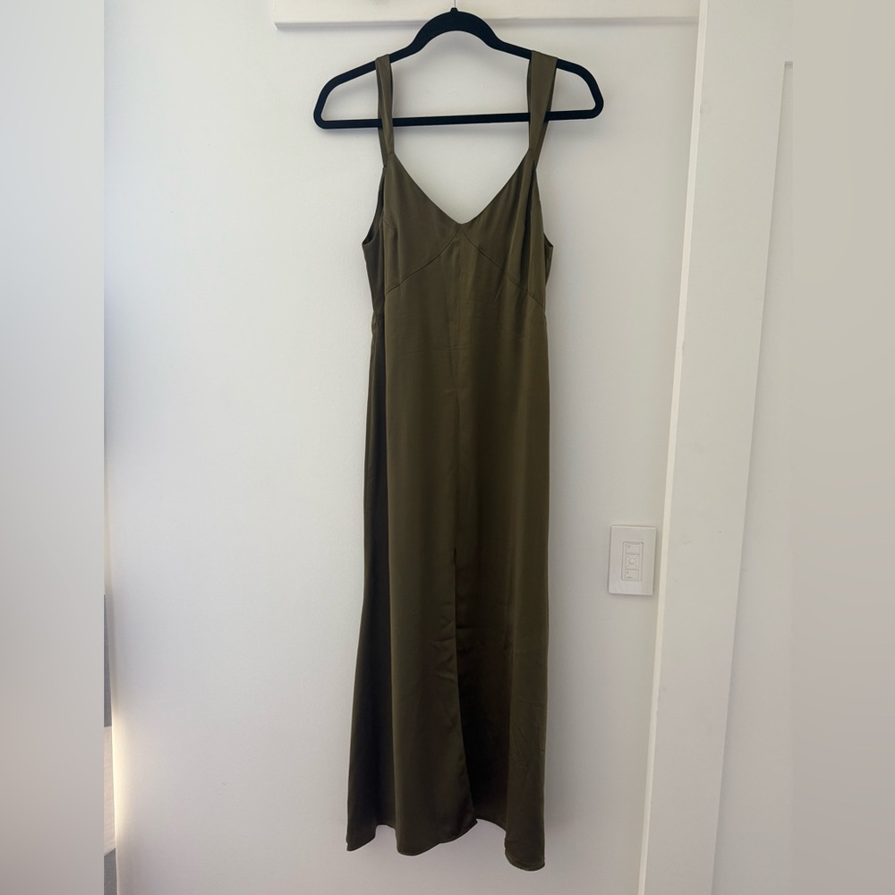 Reformation Slip Olive Silk Dress - size XS